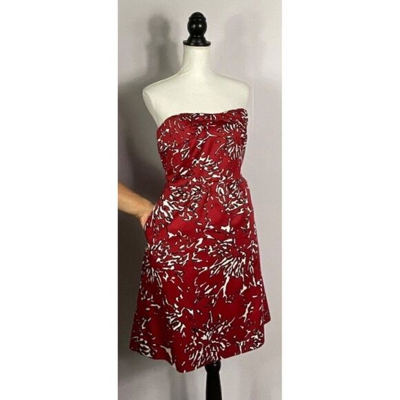 The Limited Strapless Red, Black & White Coral Print Dress Size 6, Pockets, Line - Picture 10 of 14